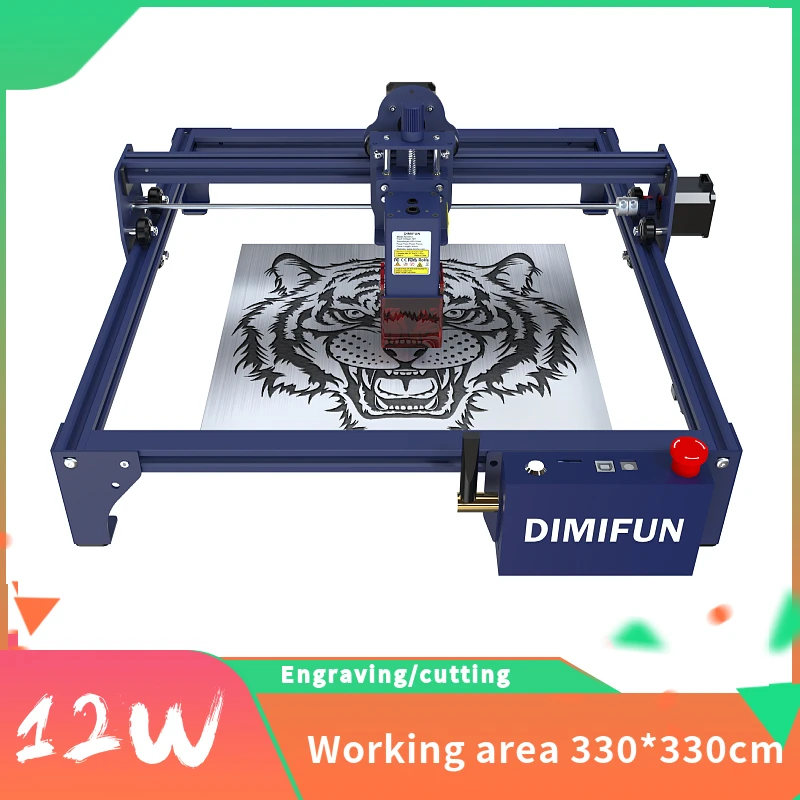 DIMIFUN 12W Blue Light CNC DIY Tool Wood Router with GRBL APP Offline Control Stainless Steel and Painted Metal Carving Machine