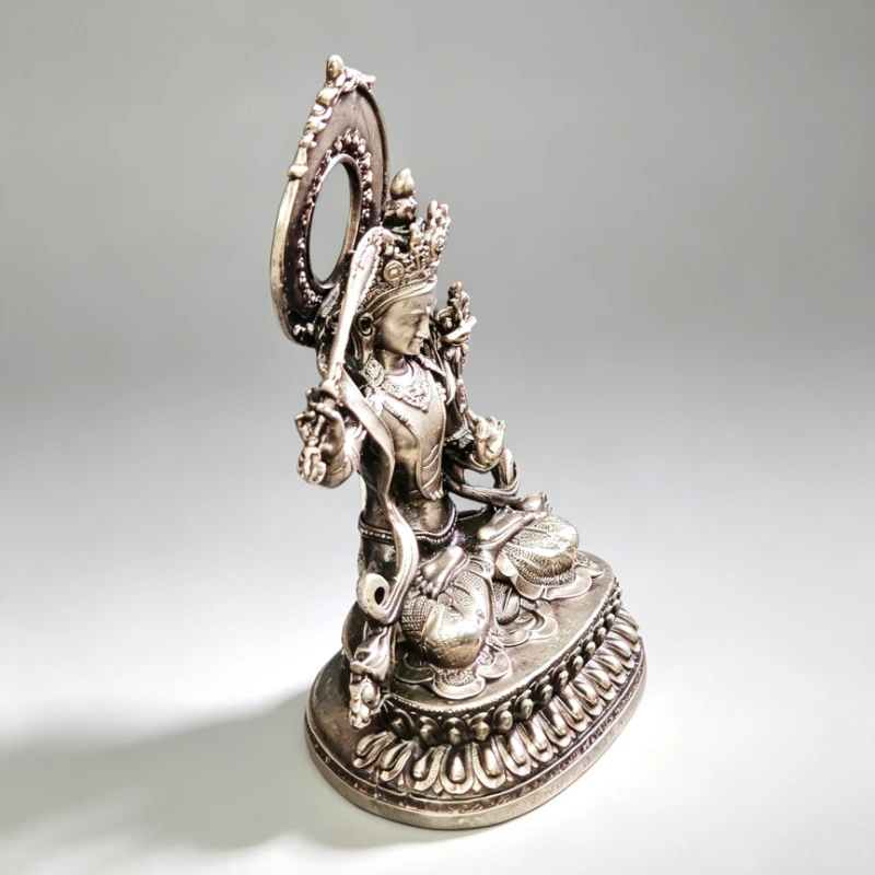 Vintage Manjushri Bodhisattva Statue Tibetan Buddhism Wenshu Buddha Sculpture Home Altar Decor Home Decoration Accessories