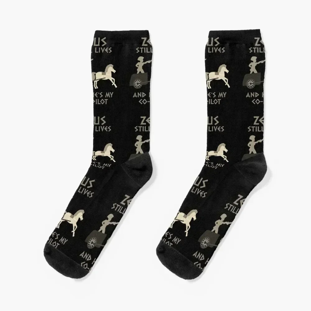 

Zeus Still Lives and He's My Co-Pilot Socks luxury gift cartoon funny gifts Socks Women's Men's