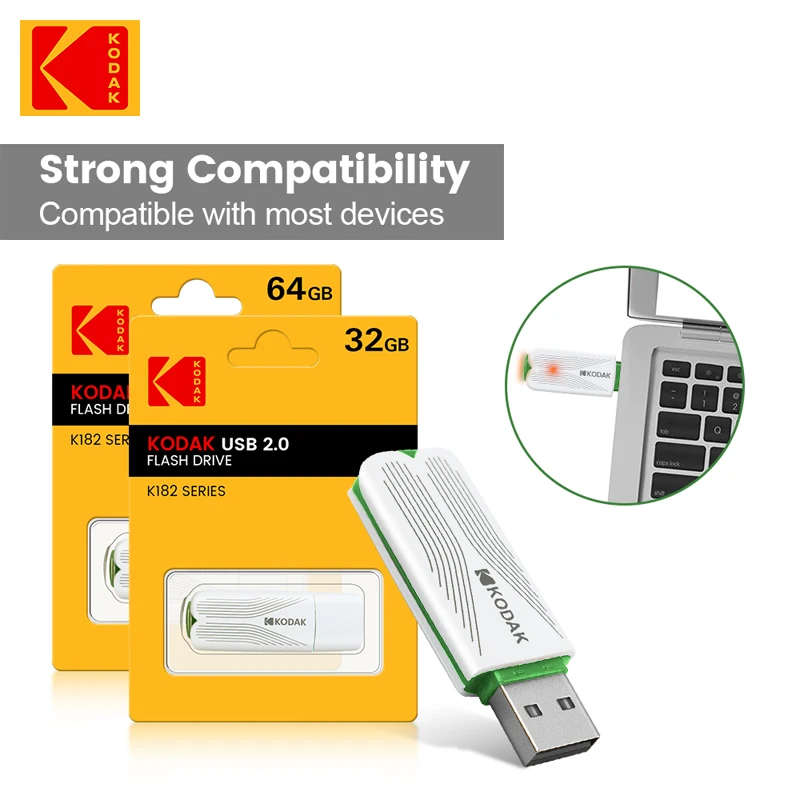 Kodak USB 2.0 Flash Drive，High Speed U Disk All-in-One Portable Storage with Multi-Device Support,32GB-64GB