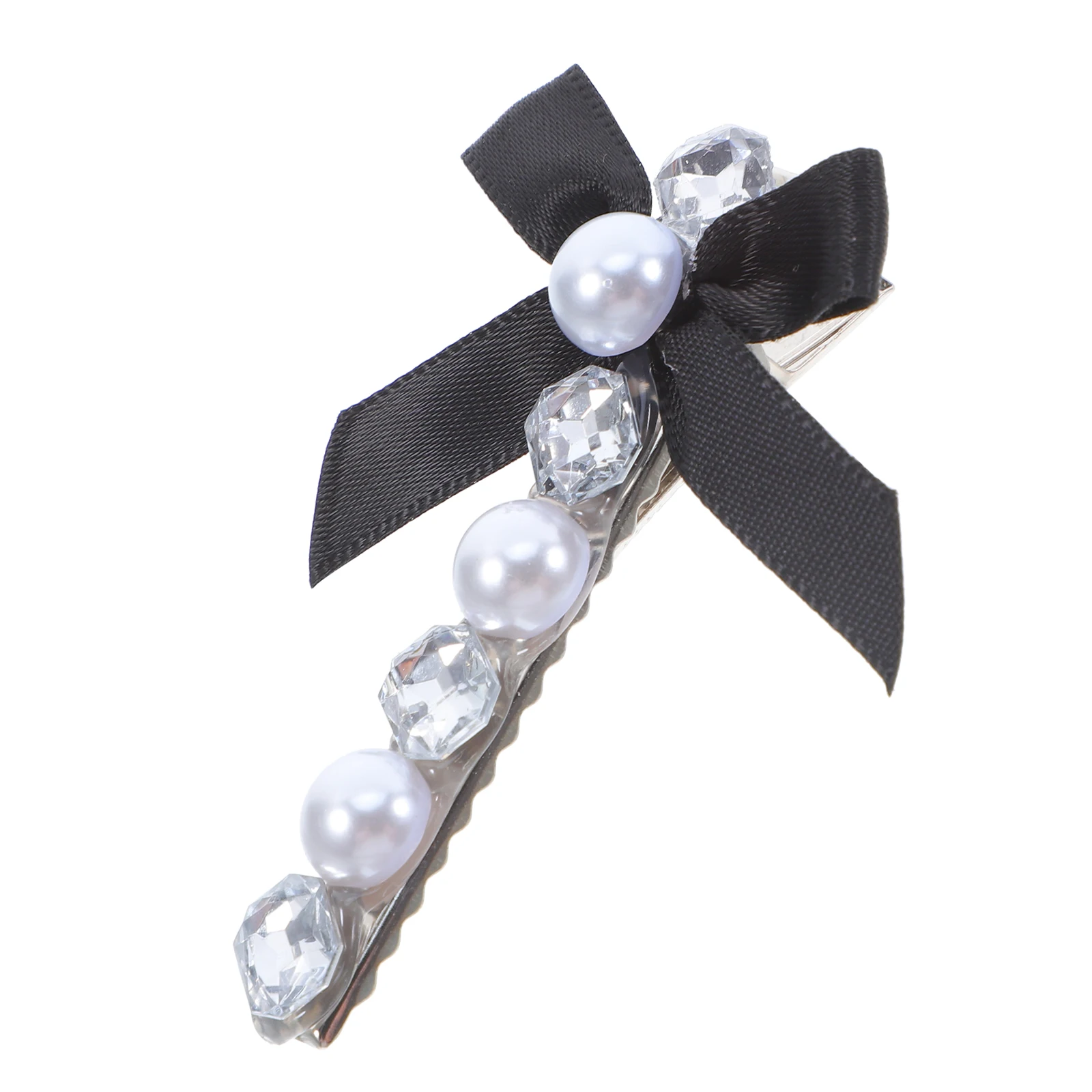 

Black White Fabric Bow Hair Clips Durable Elegant Butterfly Side Barrette Plastic Teen Casual Formal Hair Slide Accessories