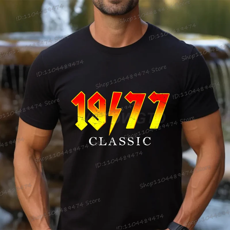

Classics Birthday Year 1977 T-shirt Men Women 48th Gift Streetwear Harajuku Hip Hop Short Sleeve Shirt 1970 To 1979 Unisex Tops