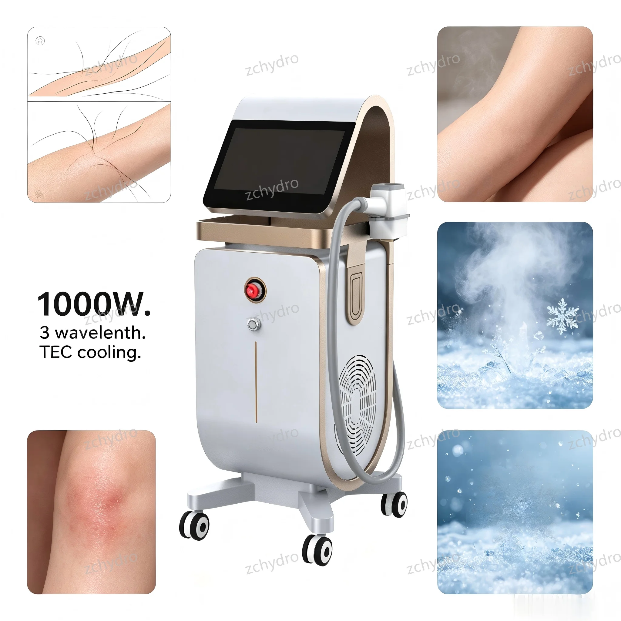 Professional Pigment Painless Fast Hair Removal 1000W with TEC Cooling System Diode Machine for Spa Use