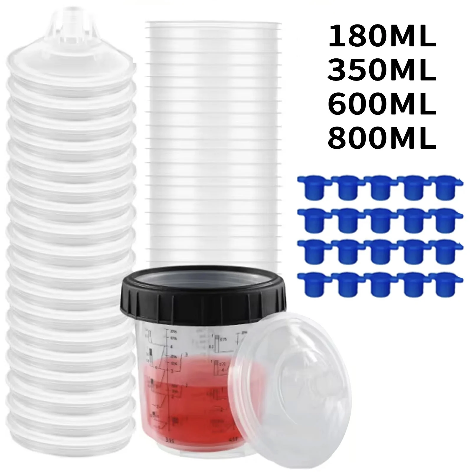 

50Pcs/Set Spray Gun Paint Mixing Cup Paint System Spray Gun Tank H/O Quick Cup 180ML/350ML/600ML/800ML Disposable Paint Cup