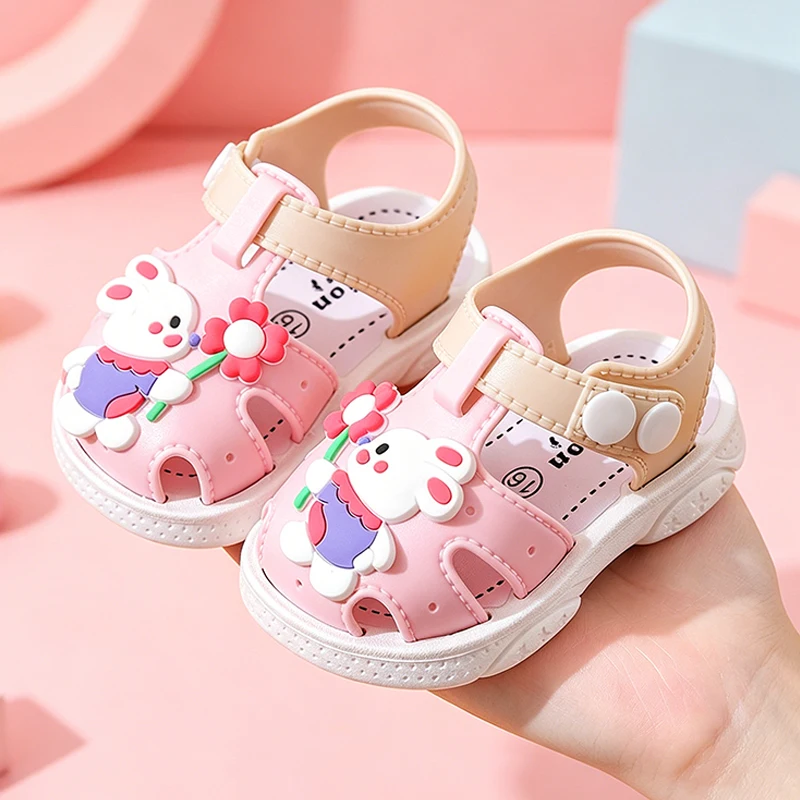 Cartoon-Sandalen mit geschlossener Zehenpartie für Kleinkinder, Kaninchen und Dinosaurier, rutschfeste, atmungsaktive Sommer-Outdoor-Freizeitschuhe – Detail 7