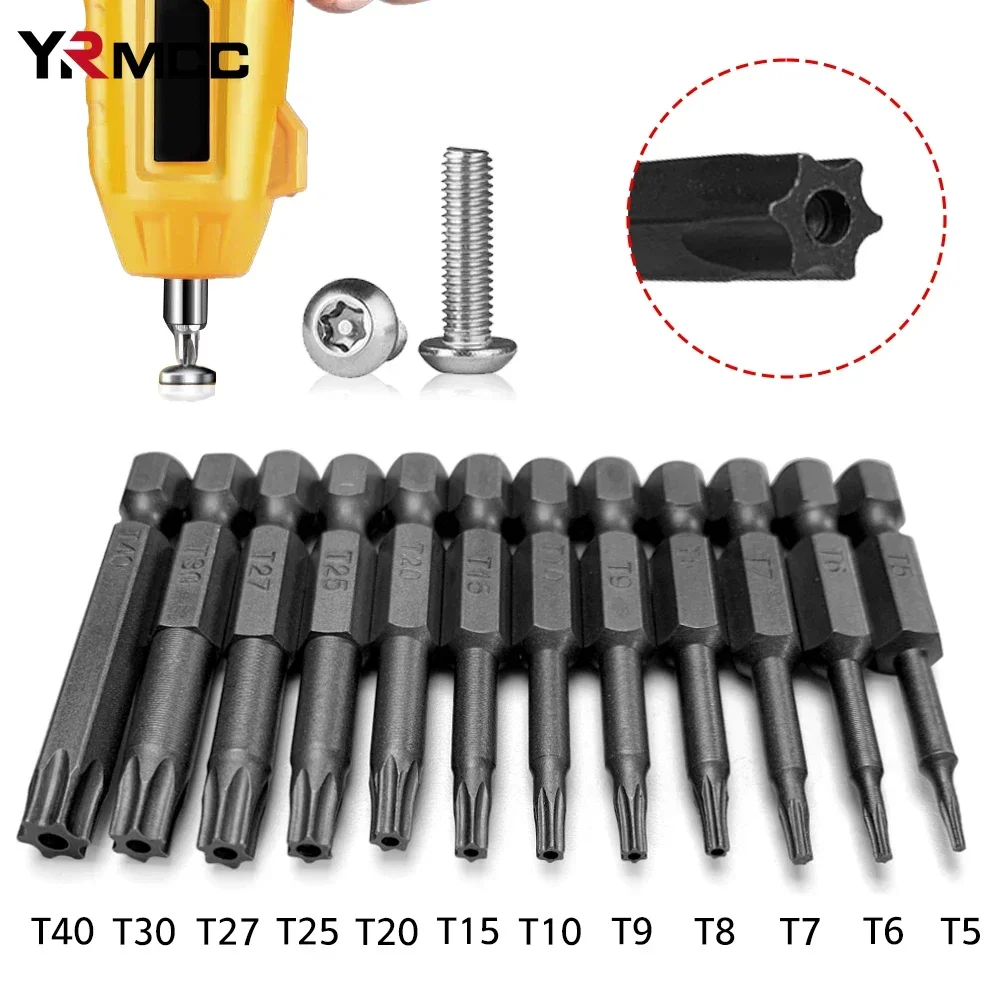 12-teiliger Torx-Schraubendreher, Flachkopf-Sechskant-Bits, Treiber, manipulationssicher, Sicherheitsbohrer, magnetisches Bit-Set, magnetische Auto-Werkzeuge für Mechaniker