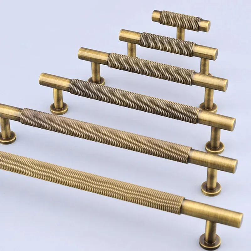 

Gold Knurled Kitchen Handles Brass Mesh Cabinet Drawer Pulls European Style Bedroom Knobs