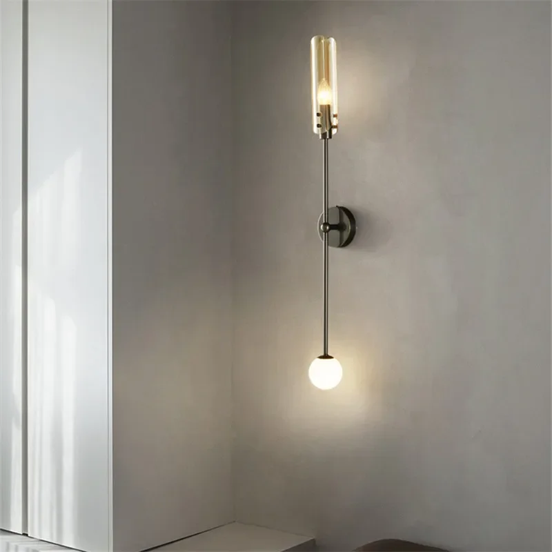 COLIN Contemporary Indoor Brass Bedside Lighting LED Simple Creative Copper Sconce Lamp for Home Living Room Decor