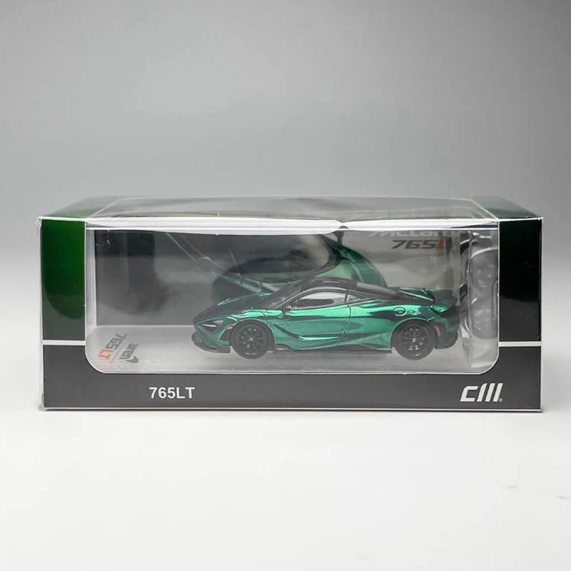 CM 1:64 Scale 765LT Electroplated Full Carbon Green Alloy Simulation Car Model Collection Display Ornament Toy Gift