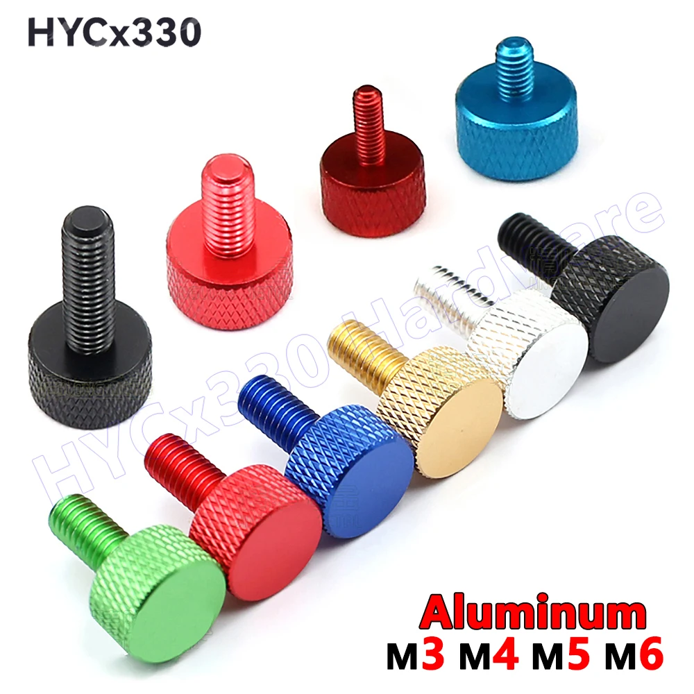 5PCS Aluminum Thumb Screws Knurled Head Colourful Aluminum Hand Tighten Screw M6 M5 M4 M3 Length 6mm to 20mm Computer Case Bolts