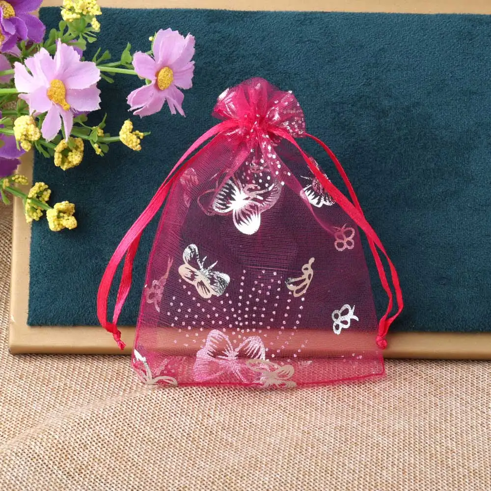 50pcs/lot Organza Bag Gift Bag Butterfly Colorful Gifts Pouches For Wedding Party Candy Bag  Jewelry Packing Wholesale