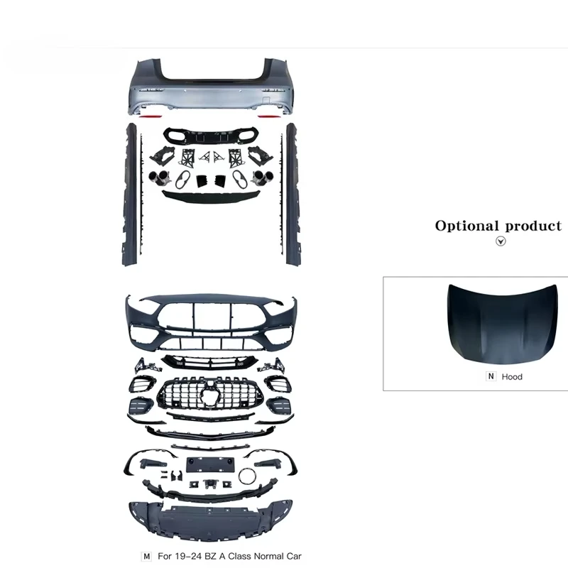 

2019-2024 Class W177 Hatchback Bodykit Upgrade A45s New Front Bumper Rear Bumper Grille Diffuser Side Skirt Exhaust