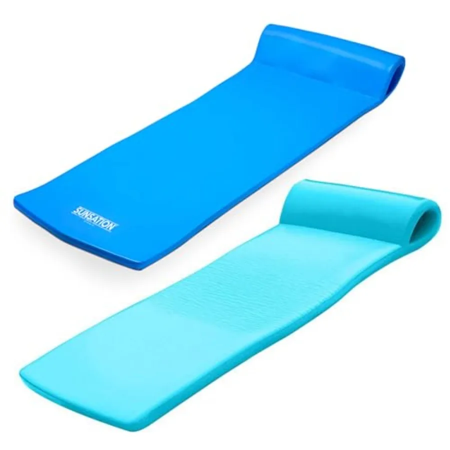 

2-Pack Sunsation 1.75 Thick Foam Pool Float Lounger Bahama Blue Tropical Teal w/Headrest for Lounging Sunbathing in Swimming Po