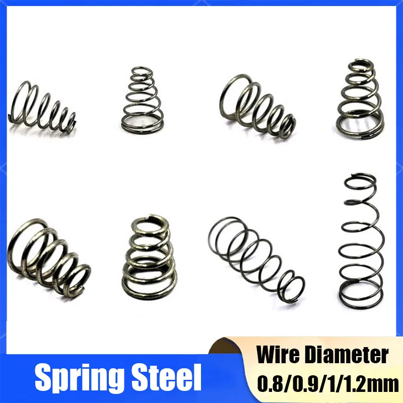 5Pcs Wire Diameter 0.8mm 0.9mm 1mm 1.2mm Spring Steel Tower Springs Conical Cone Compression Spring Pressure Springs