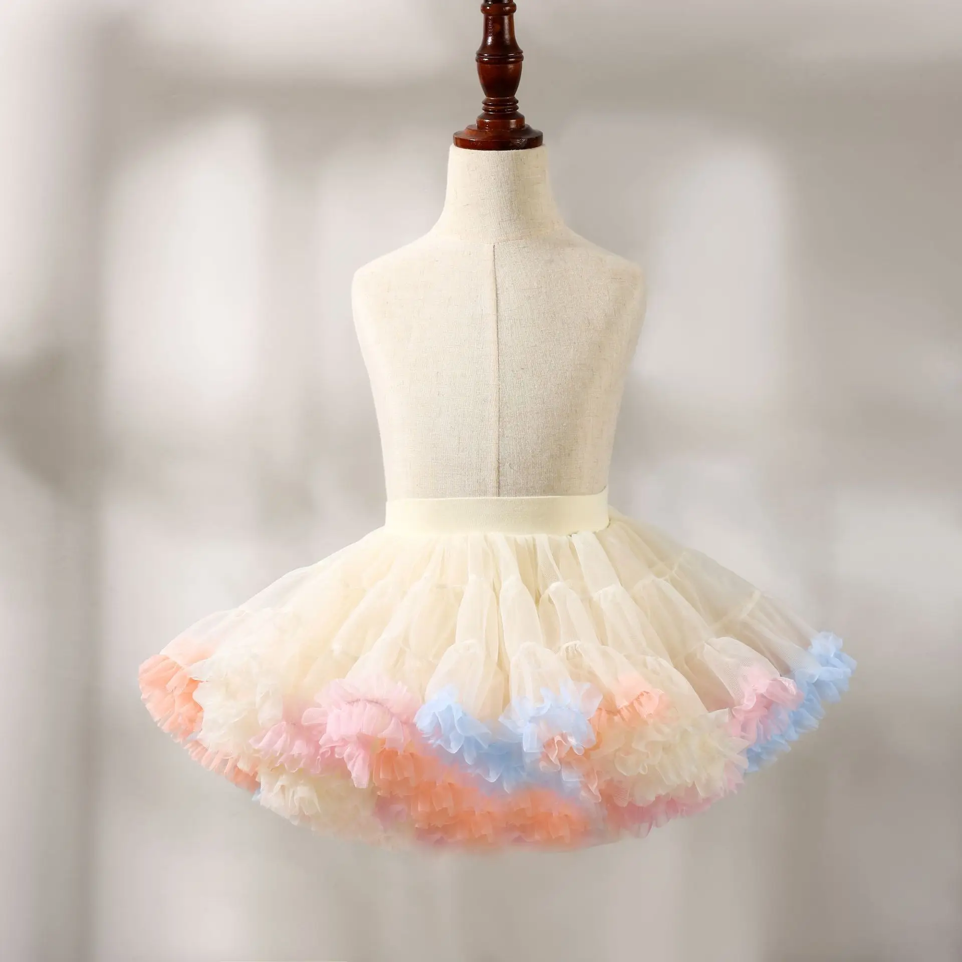 HOT Girls Tutu Skirts Solid Fluffy Tulle Princess Ball Gown Pettiskirt Kids Ballet Party Performance Dress for Children