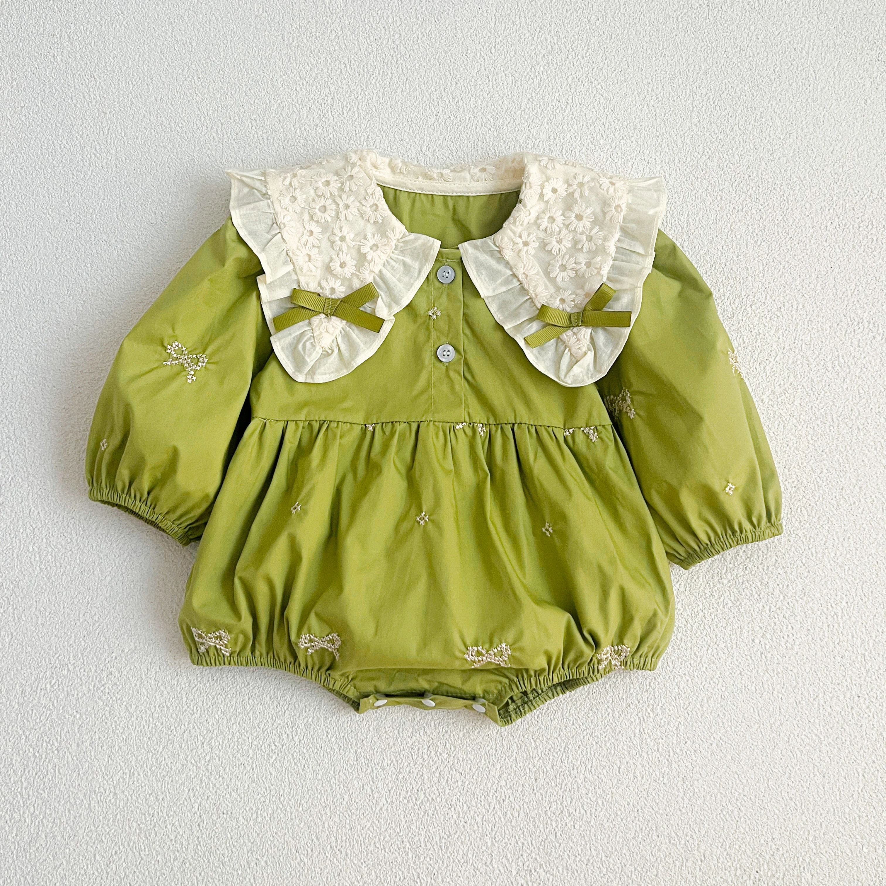 Schwestern Kleidung Säuglings Baby Mädchen Spitze Kragen Kleid Strampler Kinder Baby Mädchen Gestickte Bogen Prinzessin Kleid Familie Kleidung Strampler – Detail 28
