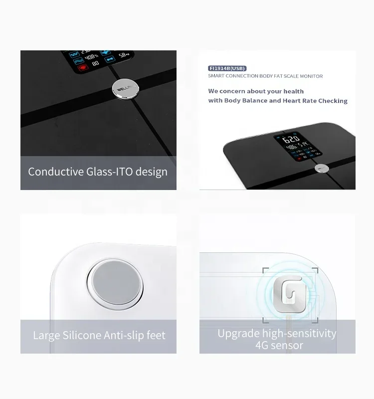 Smart Scale Heart Rate Body Balance Electric Glass Weighing Body Fat Scale