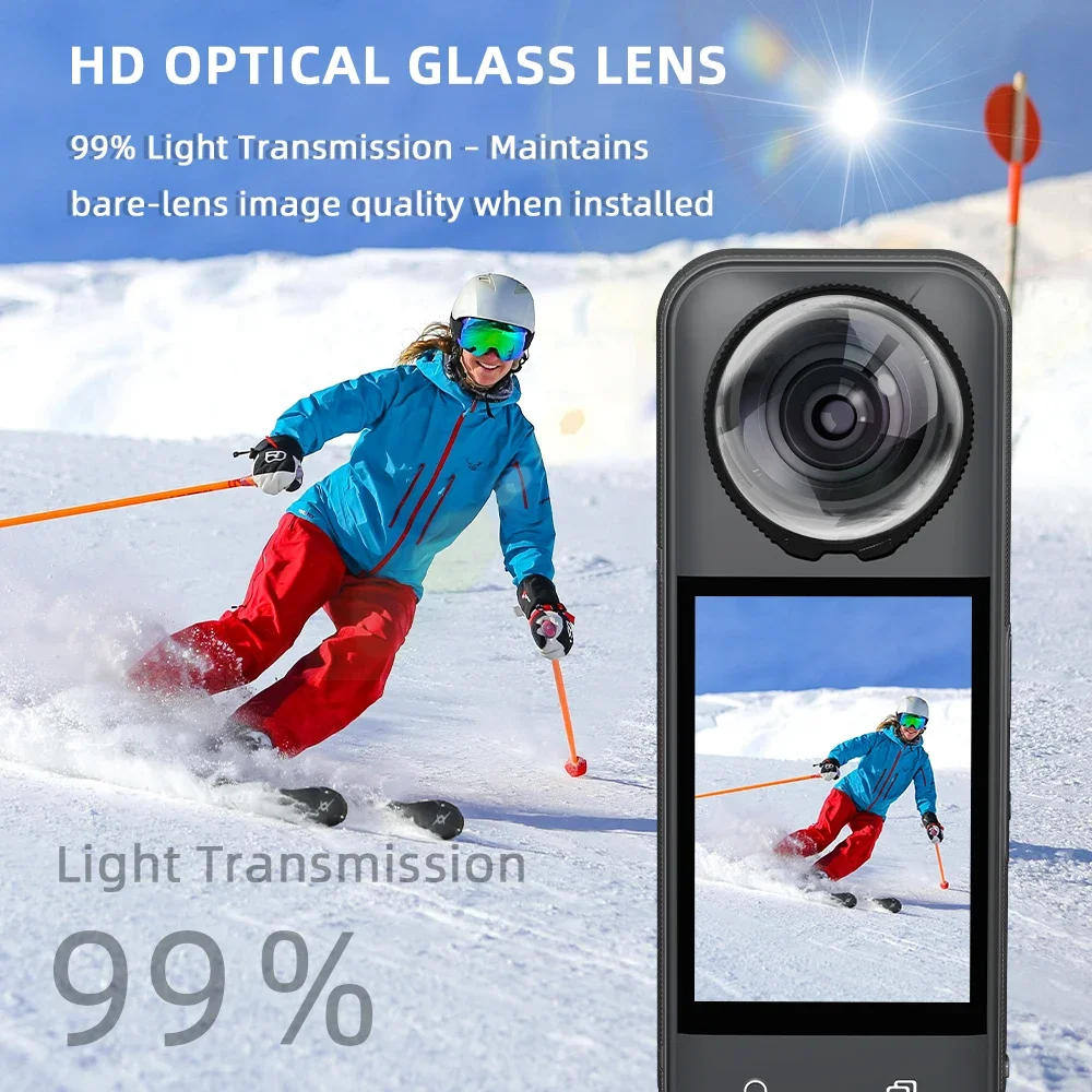 Pelindung Lensa untuk Insta360 X5, Tutup Lensa Anti Gores Kaca Tempered, Penutup Pelindung Kamera Panaromik untuk Aksesori Insta360 X5