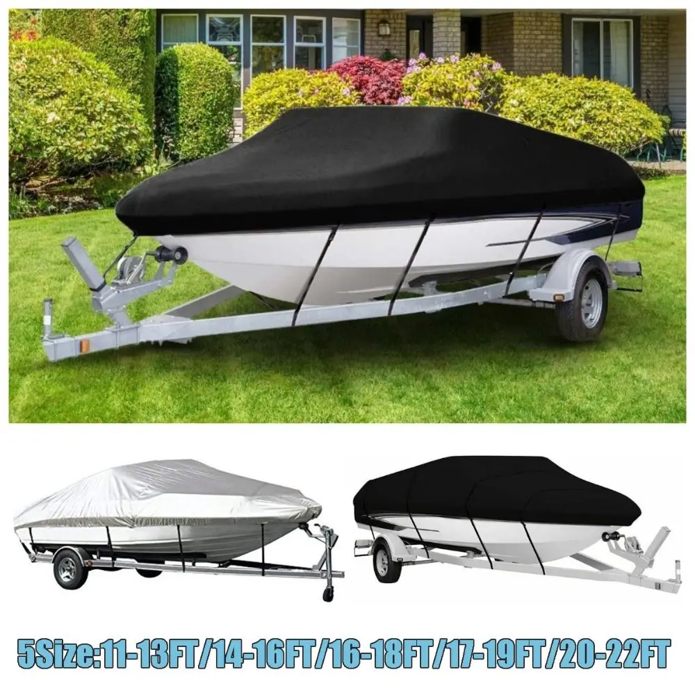 

V-shaped V-shaped Yacht Cover Reflective Anti-UV Ship Body Protective Cover Anti-smashing Black/Silver Waterproof Boat Cover