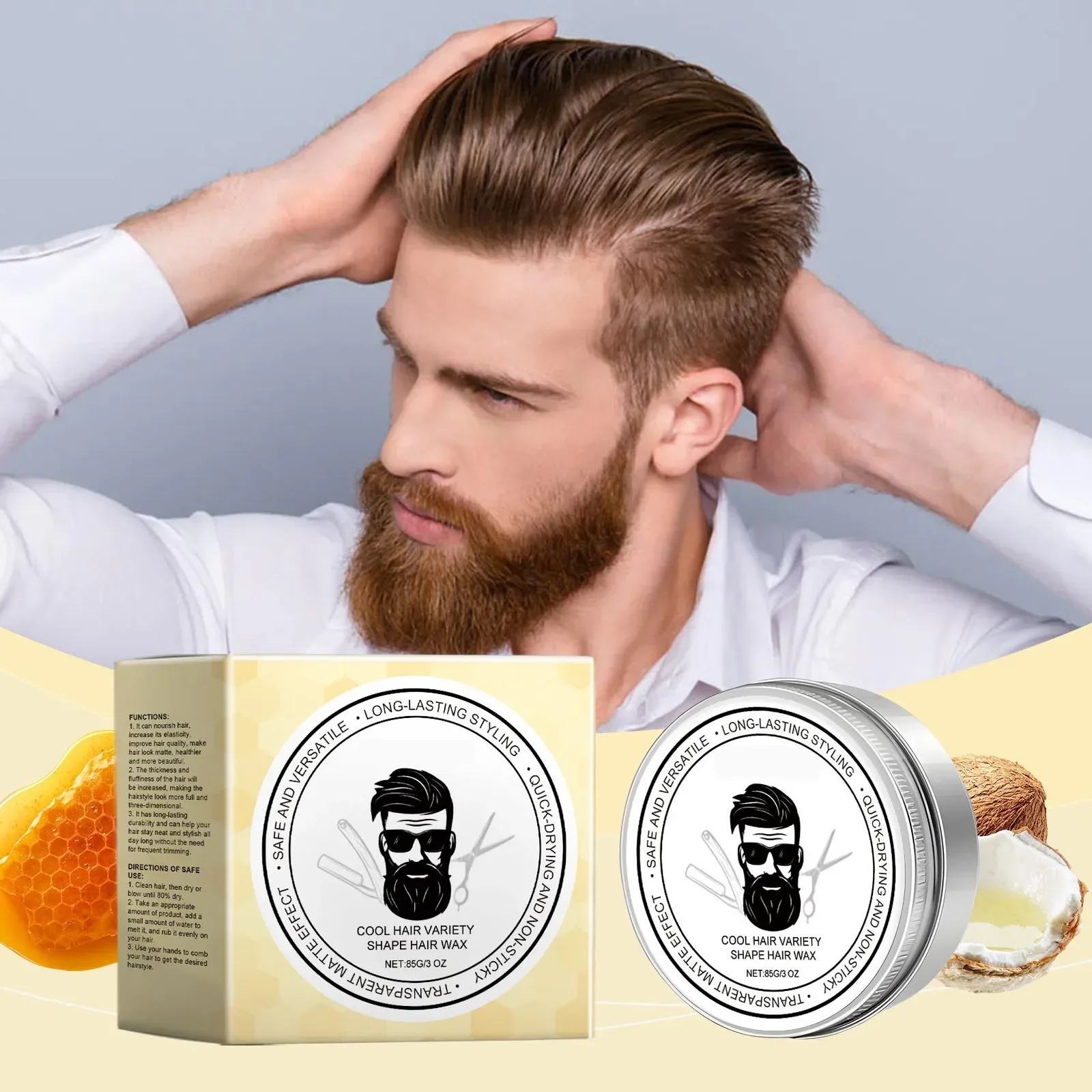 85g fosco estilo de cabelo cera homens estilo de cabelo lama não gordurosa estilo diário argila alta forte creme para cavios