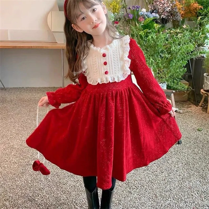 Girls Dress Autumn Winter Princess Birthday Wedding Party Gown New Children\'s Fashion Vestidos Kids Sweet Clothing 3-10 Years