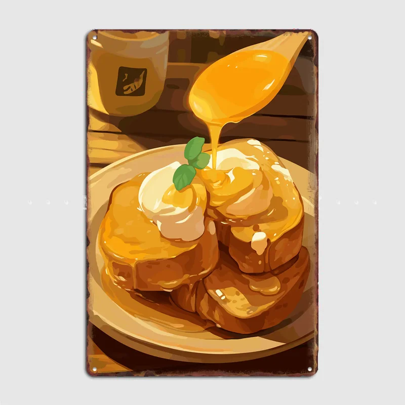 Honey Toast with Cream and Mint Vintage Poster Metal Sign Custom Room Decor Home Wall Decor Posters Indoor Wall Decoration