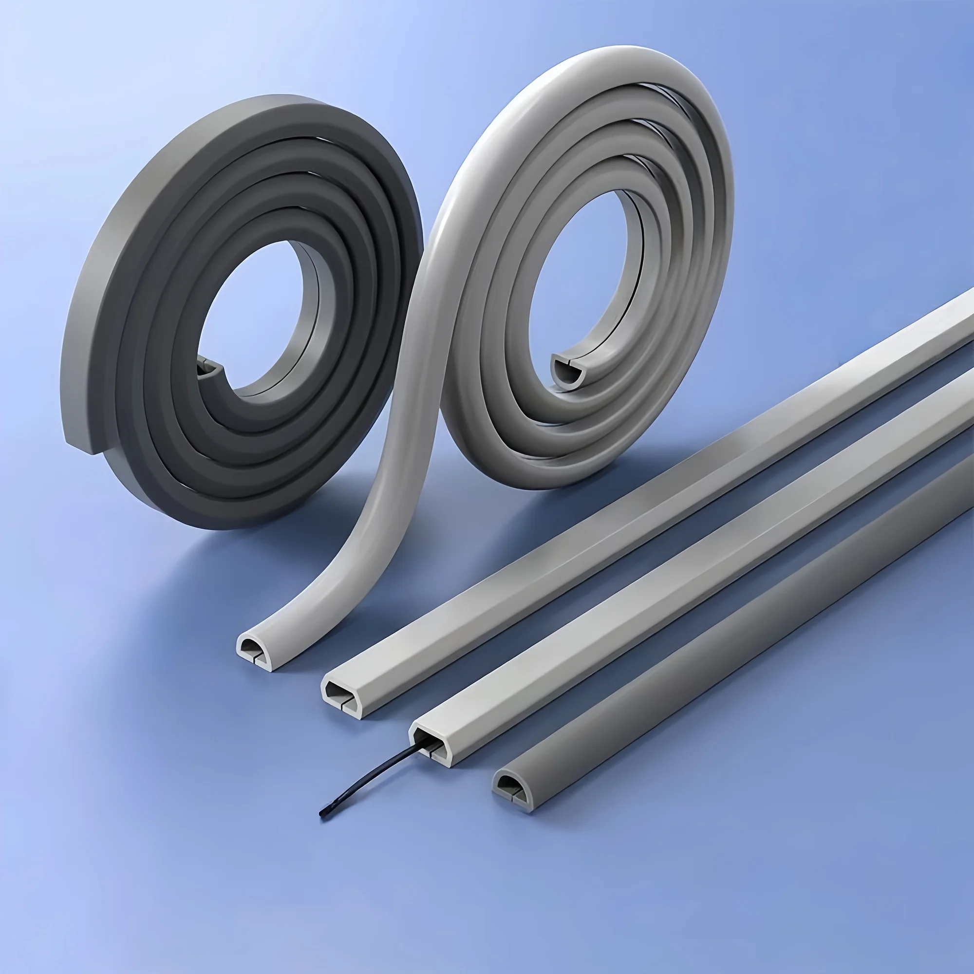 1/4M Flexible Floor Cable Cover, Self-Adhesive Wall Cord Hider, Internet Wire Duct & Cable Management