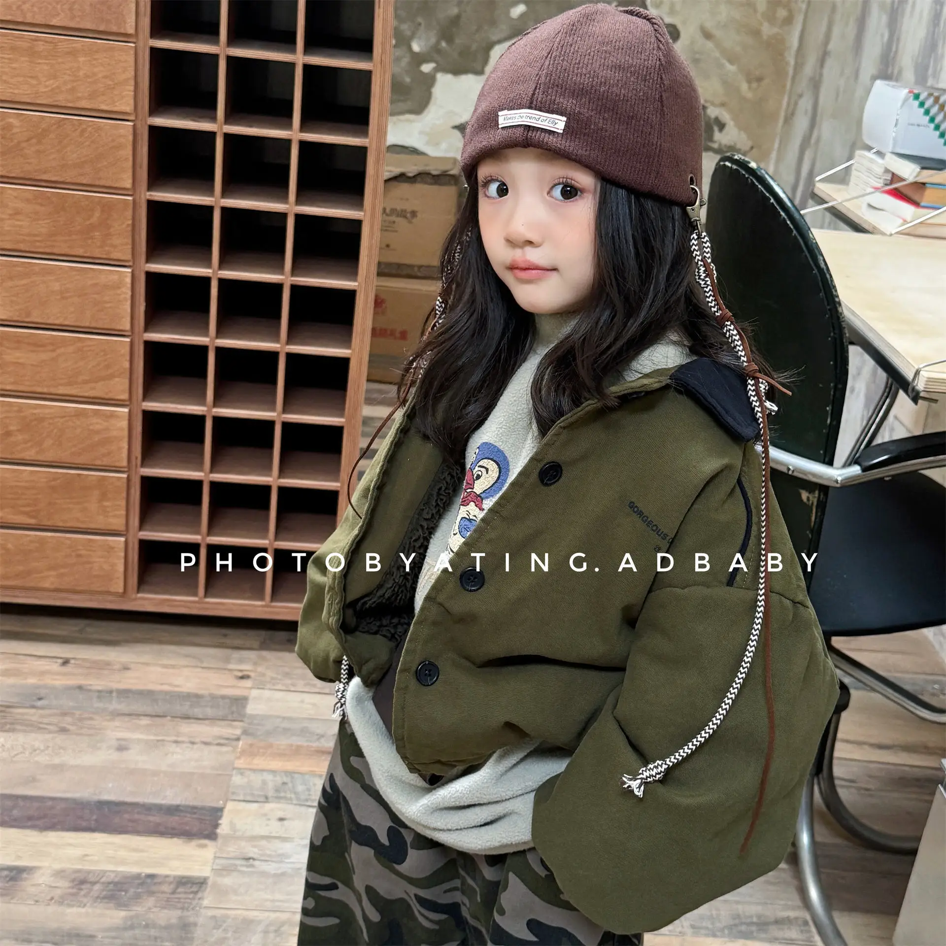2025 Winter New Children Warm Coat Boys Girls Cotton Padded Jacket Baby Long Sleeve Lapel Cargo Jacket Solid Kids Clothes