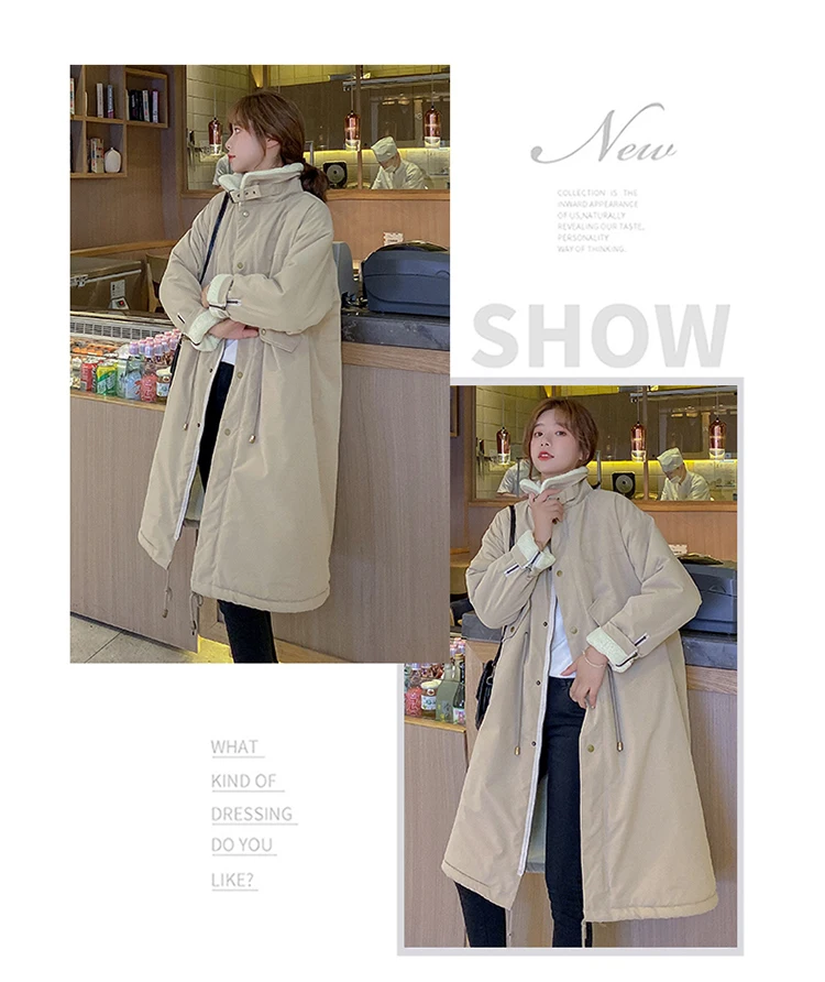 Down Cotton Parkas Jacket Women's Mid-length Over The Knee 2025 New Korean Loose Fashion Winter Padded Female Thickened