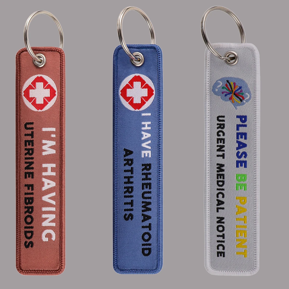 

1pcs Disease ADHD Embroidered Keychain Keys Tag For Car Motorcycles Keyring Pendant Keys Holder Fashion Accessories Gifts