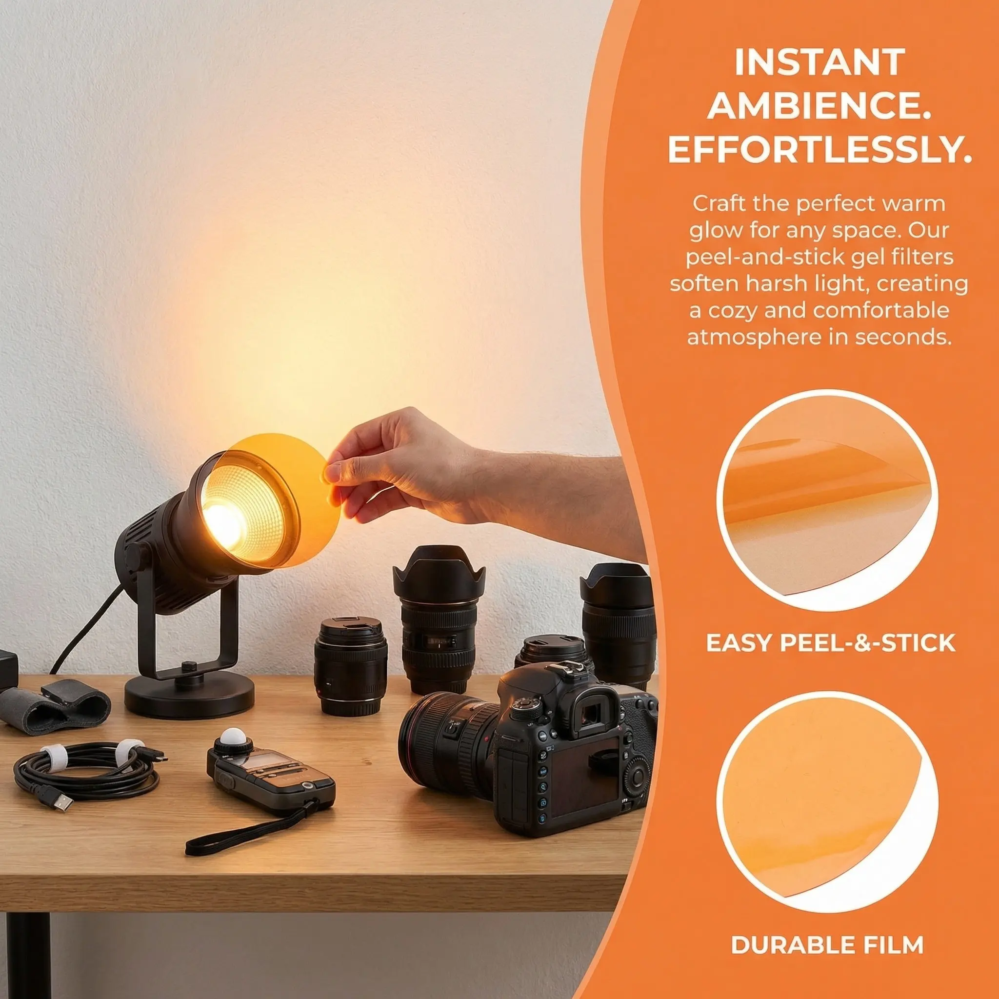 20Pcs Amber Warm Gel Light Filters 74Mm Round Color Correction Sticker Peel Stick Ceiling Spotlight Pendant Lamp Ambient