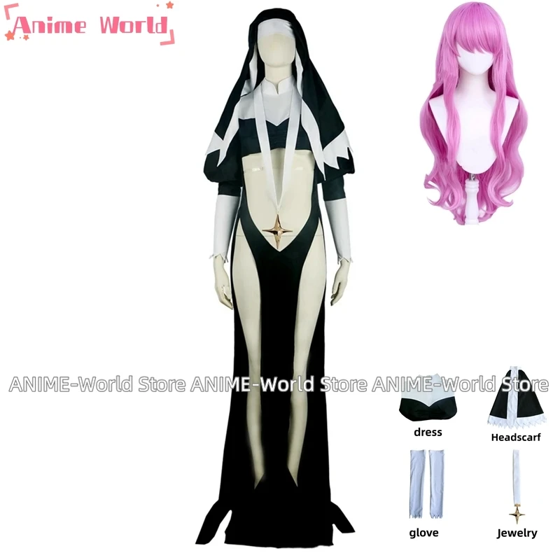 Anime Gushing Over Magical Girls Tengeiji Holy Cosplay Costume I Admire Magical Girls Sister Gigant Wig Nun Dress Woman Sexy Set