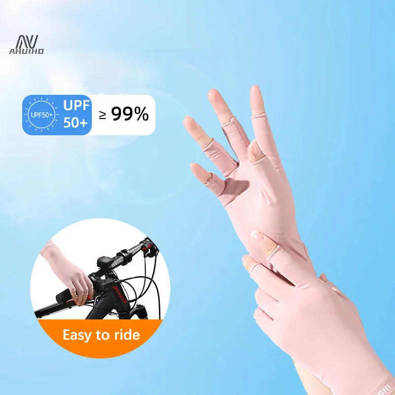 Thin Ice Silk Gloves For Men And Women In Summer Spring And Autumn Half Fingers And Two Fingers Picking Tea Sun Protection