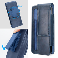Artificial Leather Mobile Phone Waist Bag with Pen Holder 360° Rotation Belt Clip Magnetic Closure for Galaxy Z Fold Series