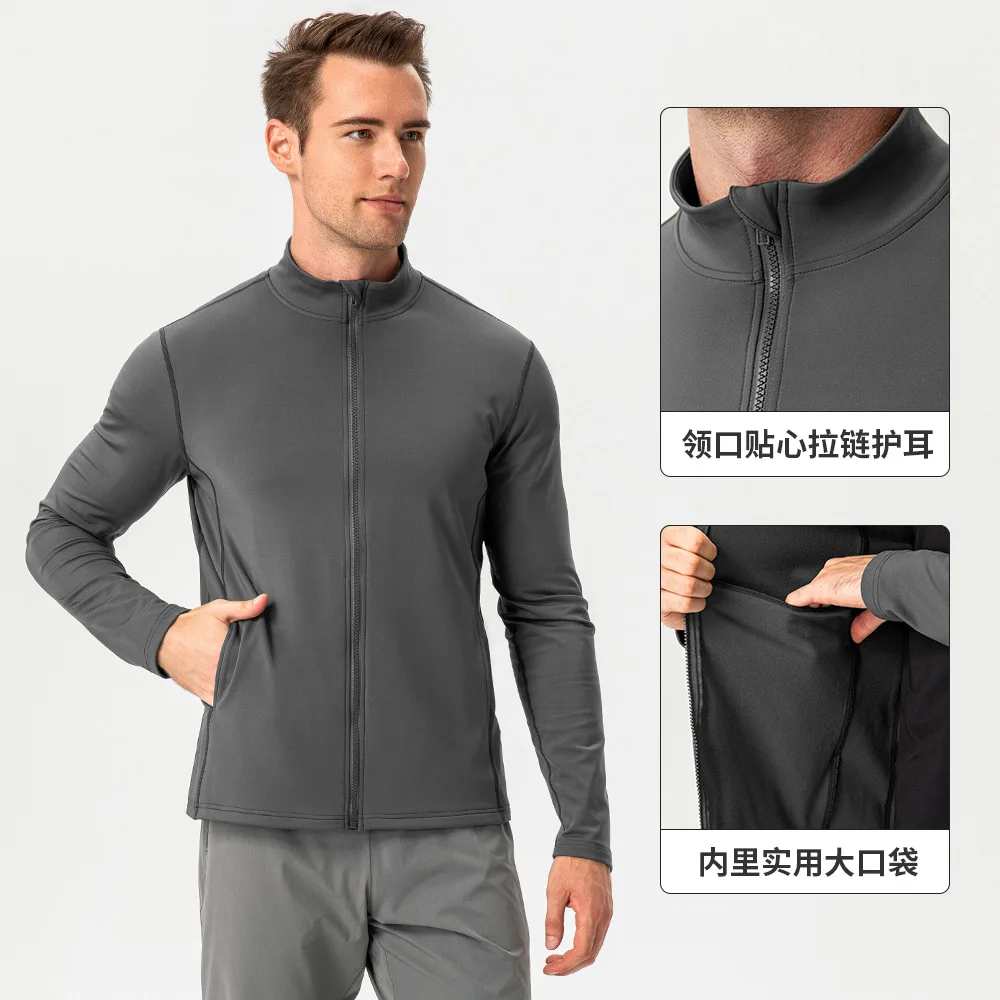 Men\'s Cashmere Sport Coat Warm Fit Zipper Training Running Top Outdoor Fitness Clothing Fashion Cardigan Brocade Plus Autumn Win