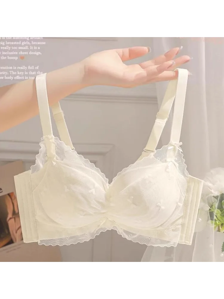 

YUQI 2025 Trend Push Up Bra Wireless Small Chest Enhancer Lace Bralette Youth Style No Underwire Anti-Sag sexy bra