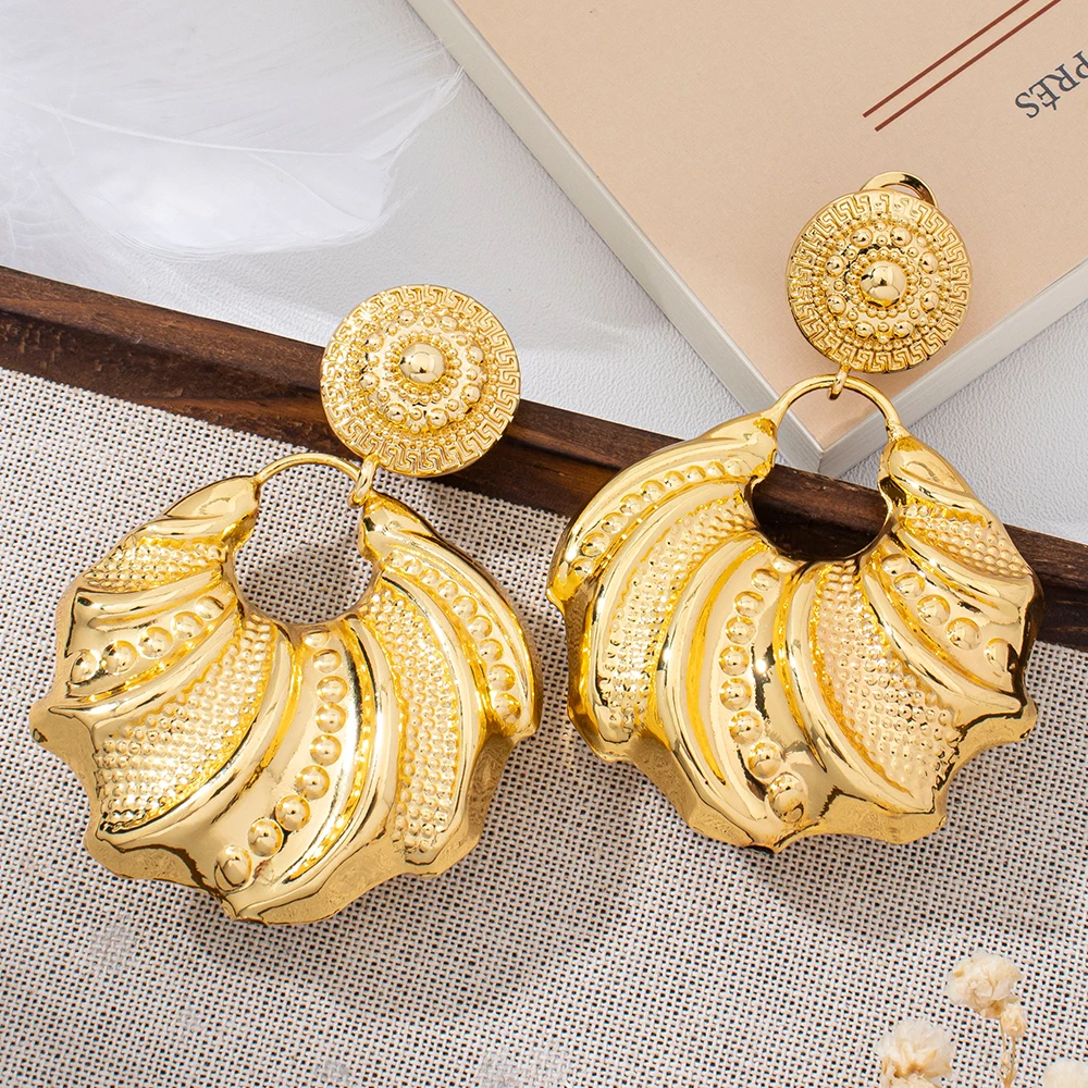 18K Gold Plated Big Hoop Earrings Copper Alloy Jewelry Drop Earrings for Women Daily Work Casual Party Fashion Jewellery Gifts