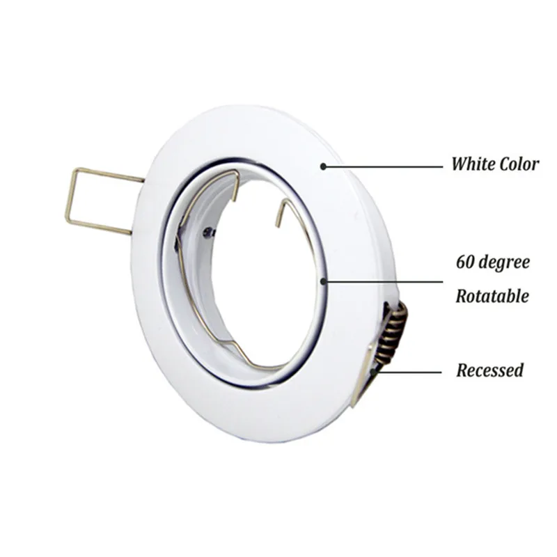 White Round Recessed LED Ceiling Light Adjustable Frame MR16 GU10 Bulb Fixture Downlight Holder