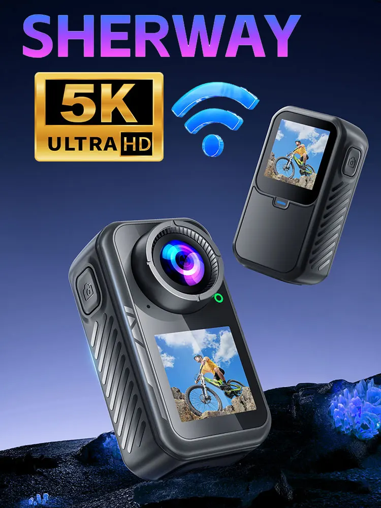 AliExpress Sherway 5K Thumb Action Camera 4K 60FPS WiFi 6-Axis Stabilization Touch Screen Sports Camera Magnetic Motorcycle Bike Waterproof Bodycam