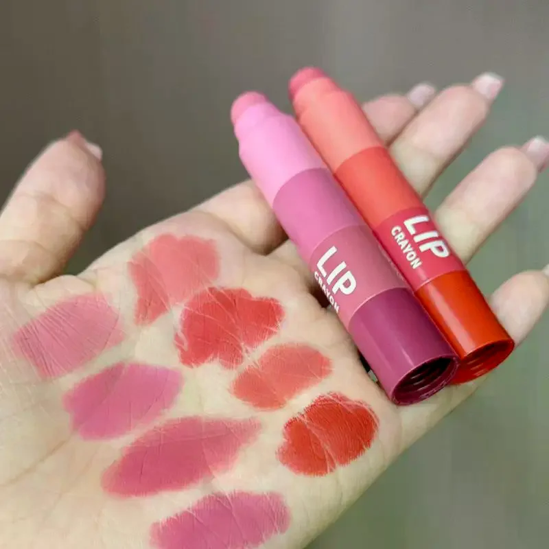 1Pc 4 In 1 Matte Lipstick Crayon Kit Combo Purple Lip Tint Velvet Sexy Moisturizing Lipstick Pen Waterproof Lasting Lip Makeup