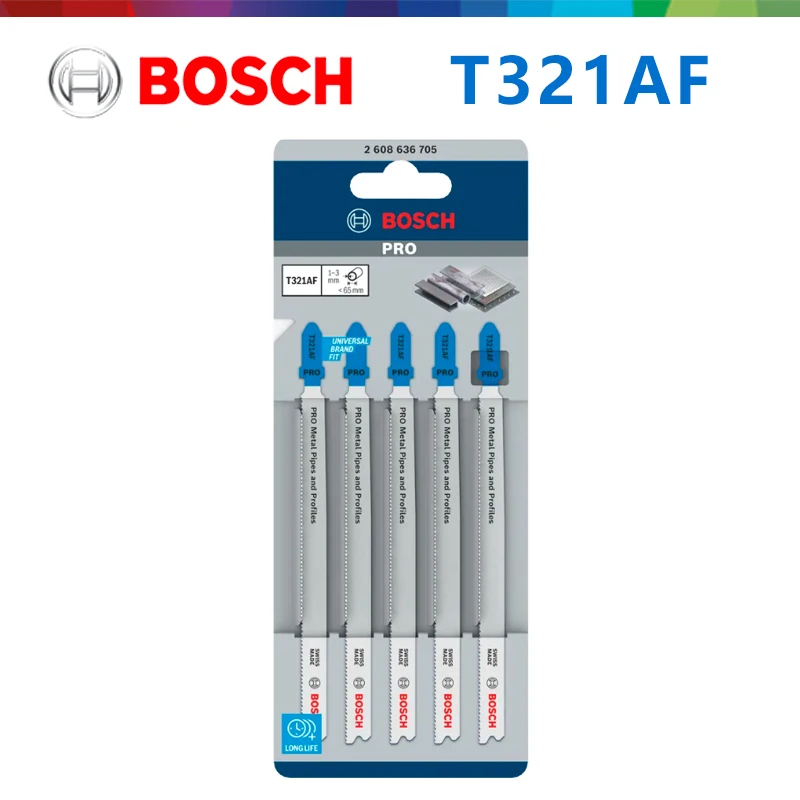 Original Bosch T321AF Bi-Metal Jigsaw Blade 132mm Length 1.2mm Tooth Pitch For Stainless Steel Metal Tubes Color Steel Sandwich