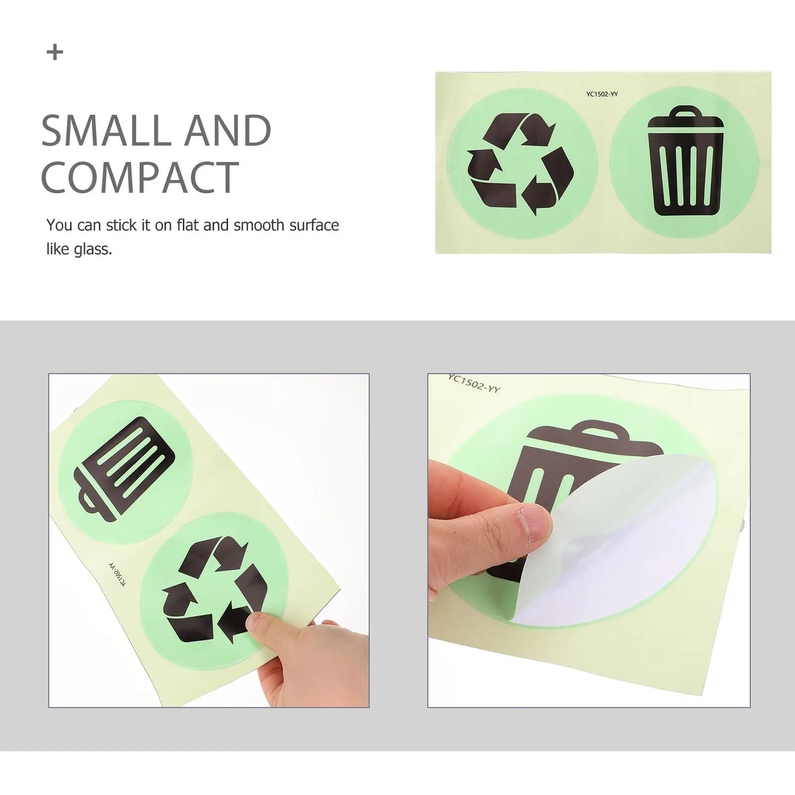 

Светящиеся в темноте наклейки для мусорных баков, водонепроницаемые самоклеящиеся этикетки из ПВХ для контейнеров для вторсырья, знаки для классификации мусора, для использования внутри помещений