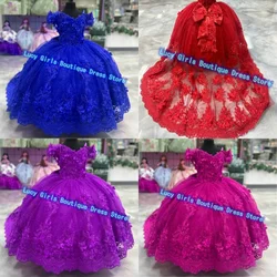 Luxury Quality Flower Girl Dress Dark Blue Tulle Fluffy Appliqué Wedding Kids Birthday Party Toddlers Princess Pageant Customize