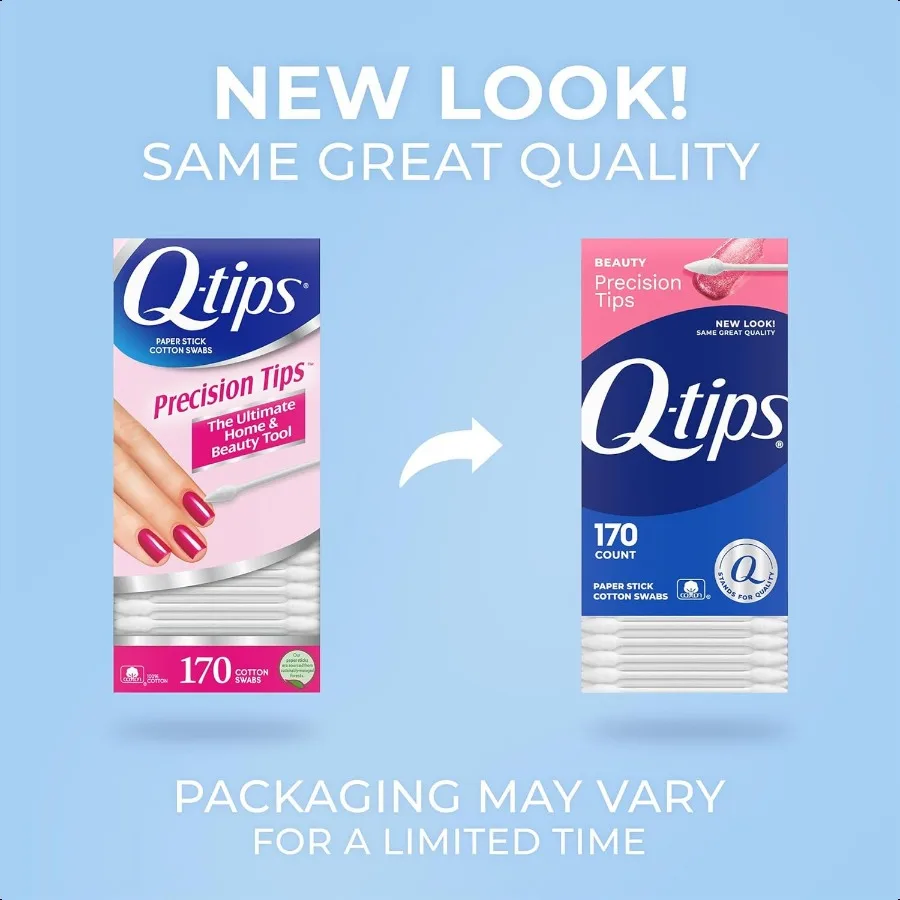 Qtips نصائح دقيقة مسحات القطن 170 عدد 2 حزمة أدوات ماكياج الجمال العناية الشخصية المنزلية