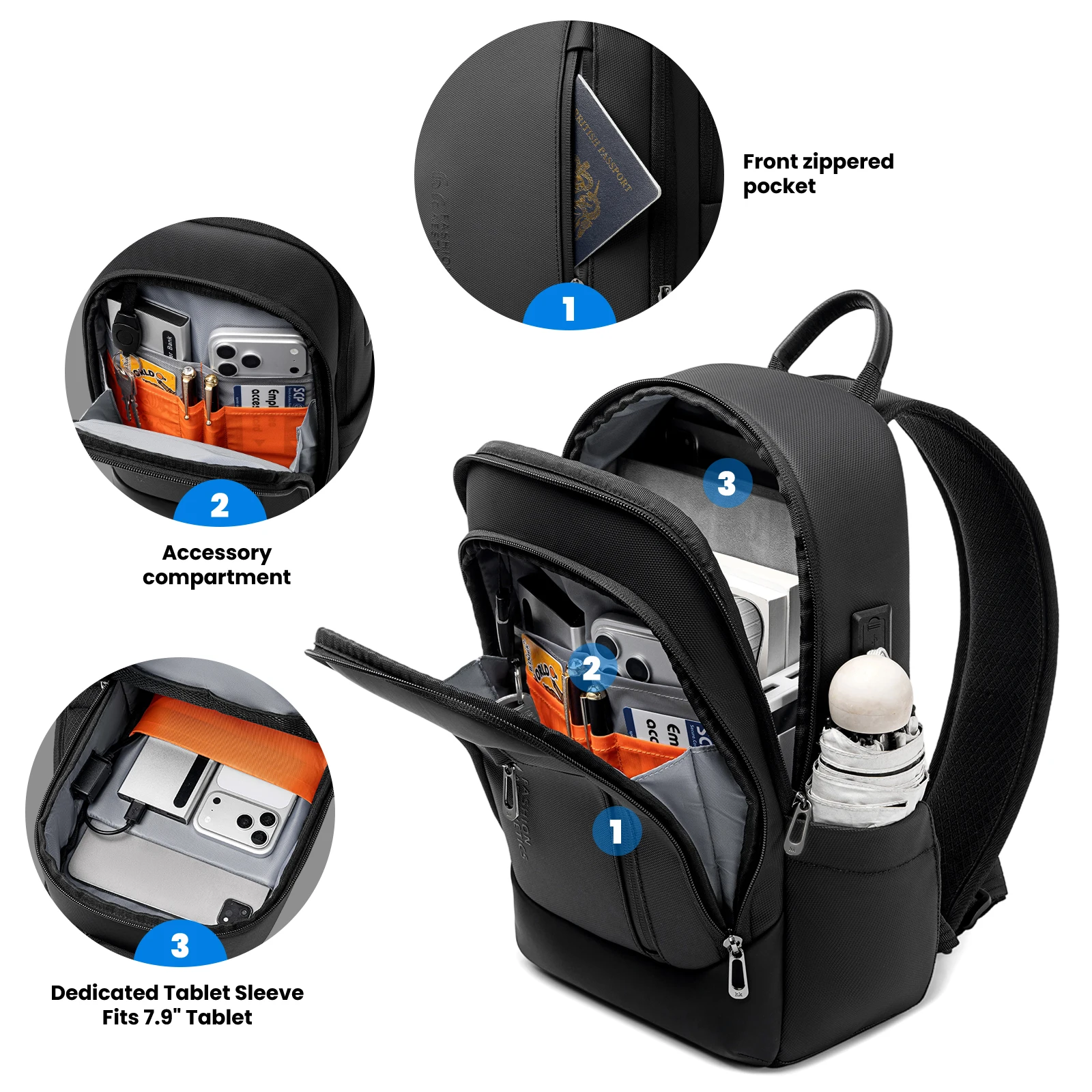 Heroic Knight Multifunction Male Chest Bag With USB Lightweight Leisure Shoulder Bag Business Anti-theft Weekend Commute Daypack view 4