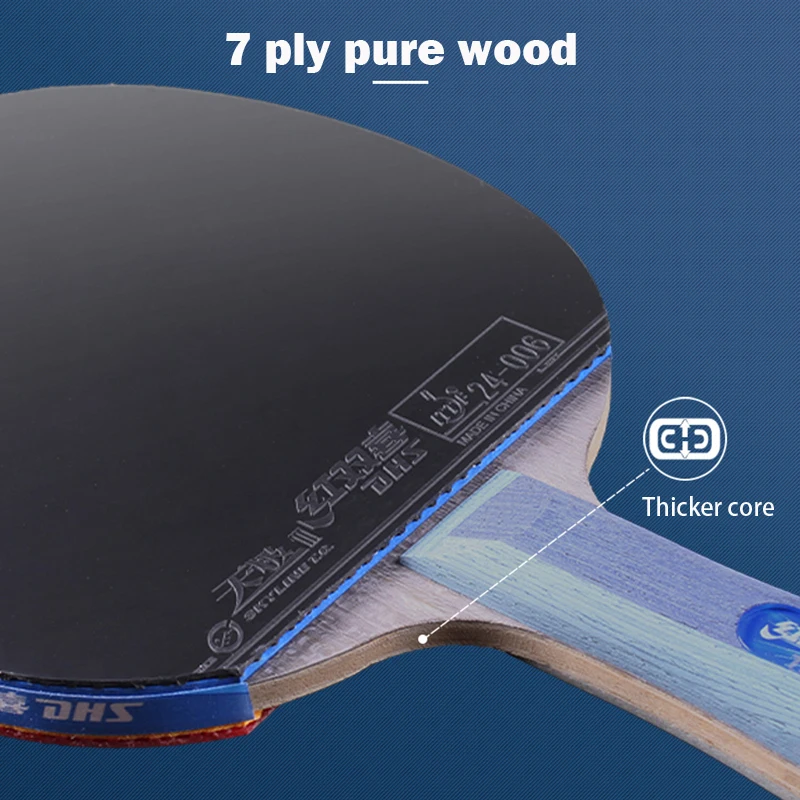 DHS TG Blue Table Tennis Racket Professional 7 Wood Offensive Ping Pong Racket with Skyline TG 3 Tin Arc Rubber TB2/TB6