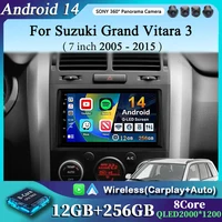 7 pulgadas para Suzuki Grand Vitara 3 2005 - 2015 2K 12 + 256 QLED Android 14 CarPlay Radio de coche reproductor de vídeo Multimedia GPS cabeza estéreo