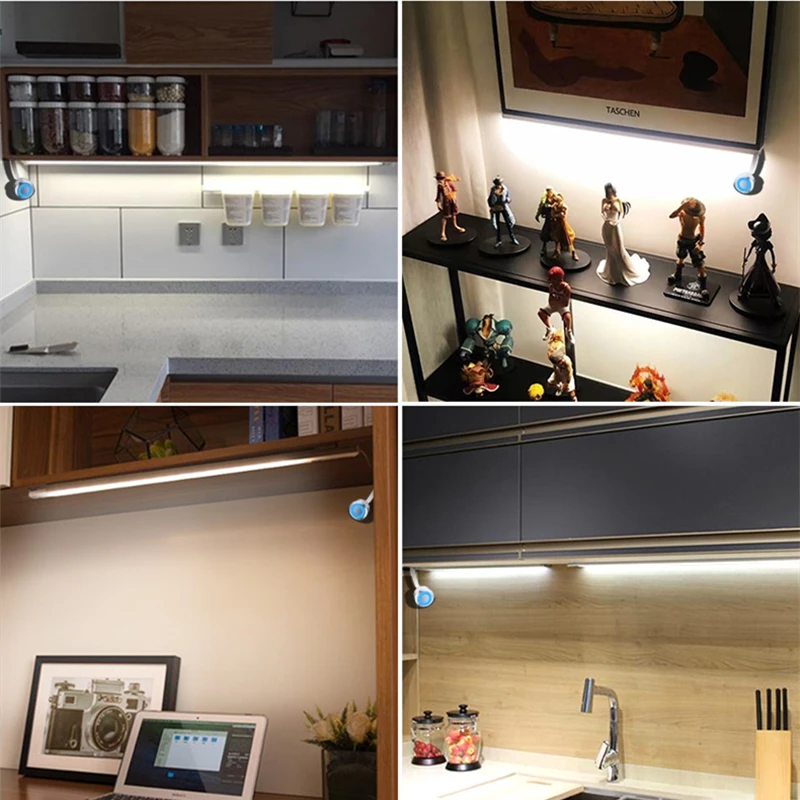 12V Touch Dimmable Swtich ควบคุม LED Light Bar สีขาว/อบอุ่นสีขาว 30 ซม./40 ซม./50 ซม.Led Night โคมไฟสําหรับห้องครัวตู้เสื้อผ้า,1/2/4/6pc