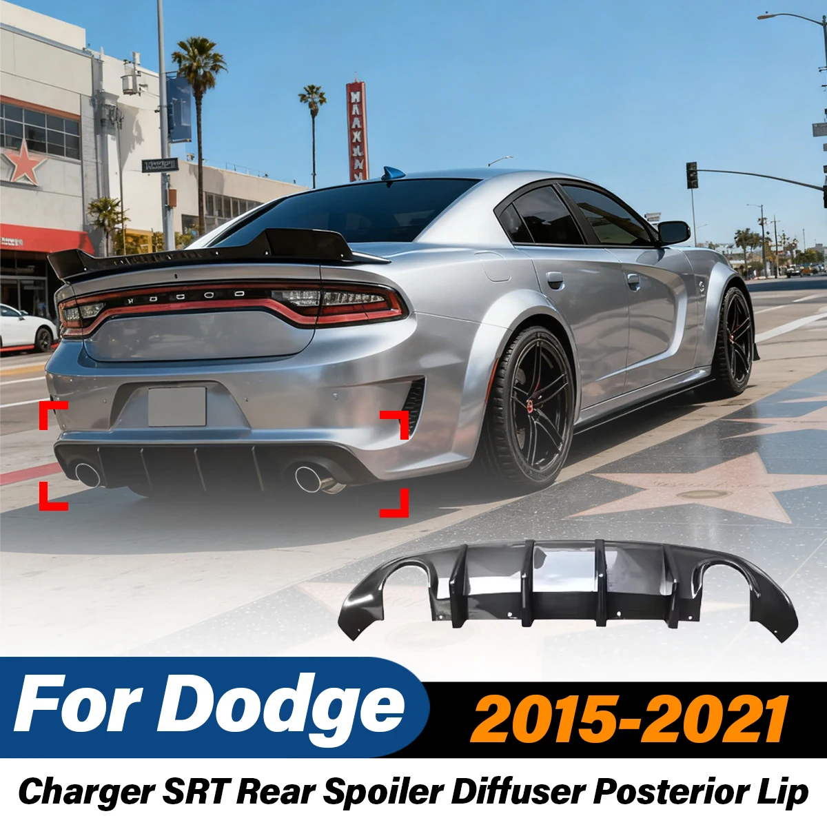 

For Dodge Charger SRT 2015 2016 2017 2018 2019 2020 2021 Car Rear Bumper Diffuser Lip Racing Spoiler Splitter Body Accessories