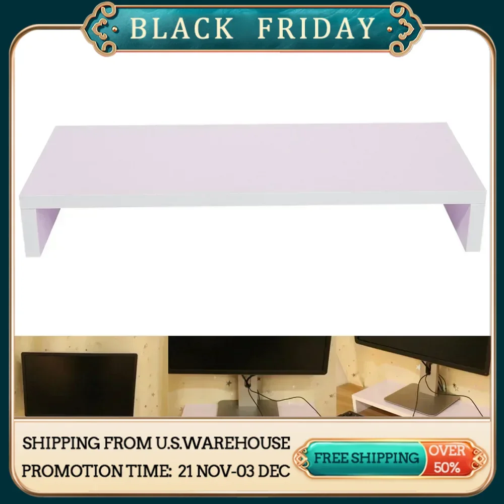 Monitor Height Increasing Bracket ,Wooden Monitor Stand LED Computer Monitor Riser Desktop Organizer Display Rack Purplish White